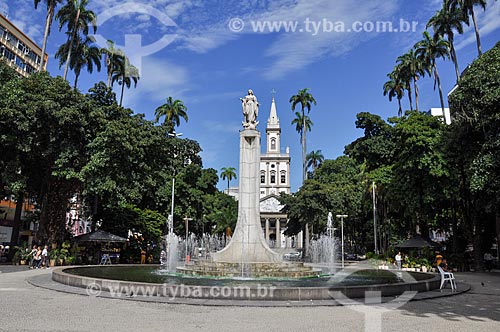  Statue of Nossa Senhora da Gloria - Largo do Machado square - with the Matriz Church of Nossa Senhora da Gloria (1872) in the background  - Rio de Janeiro city - Rio de Janeiro state (RJ) - Brazil