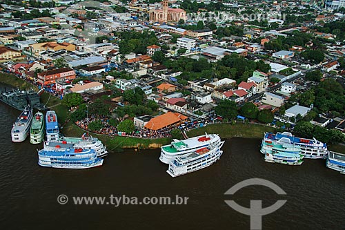  Aerial photo of berthed boats - Parintins city waterfront  - Parintins city - Amazonas state (AM) - Brazil