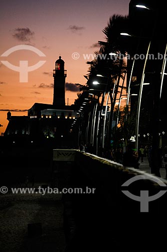  Nightfall - Santo Antonio da Barra Fort (1702) from the Barra Beach boardwalk  - Salvador city - Bahia state (BA) - Brazil