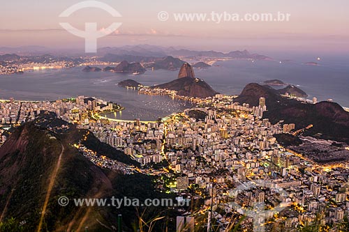  View of the Botafogo neighborhood from Christ the Redeemer mirante with the Sugar Loaf in the background  - Rio de Janeiro city - Rio de Janeiro state (RJ) - Brazil