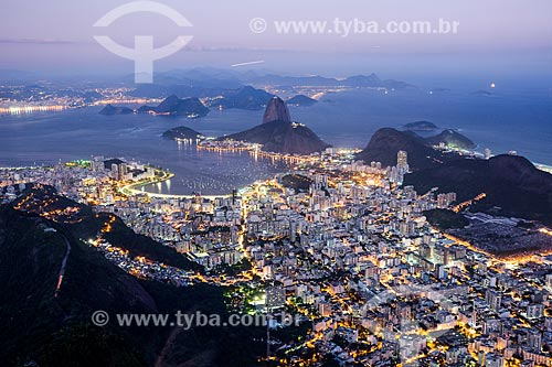  View of the Botafogo neighborhood from Christ the Redeemer mirante with the Sugar Loaf in the background  - Rio de Janeiro city - Rio de Janeiro state (RJ) - Brazil
