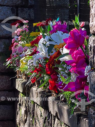  Detail of the flowers arrangement - entrance of house  - Porto Alegre city - Rio Grande do Sul state (RS) - Brazil