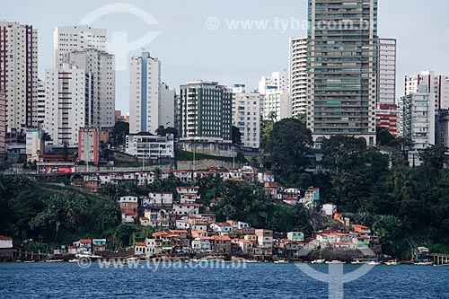  View of houses and buildings from Todos os Santos Bay  - Salvador city - Bahia state (BA) - Brazil
