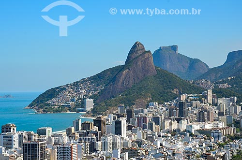  View of Morro Dois Irmaos (Two Brothers Mountain) and the Rock of Gavea from Leblon neighborhood  - Rio de Janeiro city - Rio de Janeiro state (RJ) - Brazil