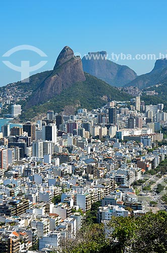 View of Morro Dois Irmaos (Two Brothers Mountain) and the Rock of Gavea from Leblon neighborhood  - Rio de Janeiro city - Rio de Janeiro state (RJ) - Brazil