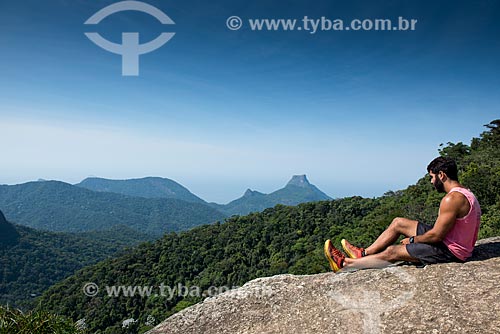  Man observing the landscape from Tijuca Mirim summit  - Rio de Janeiro city - Rio de Janeiro state (RJ) - Brazil