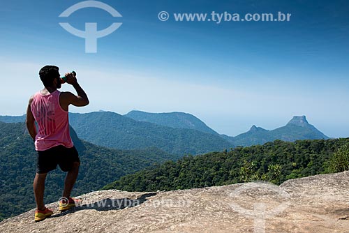  Man observing the landscape from Tijuca Mirim summit  - Rio de Janeiro city - Rio de Janeiro state (RJ) - Brazil