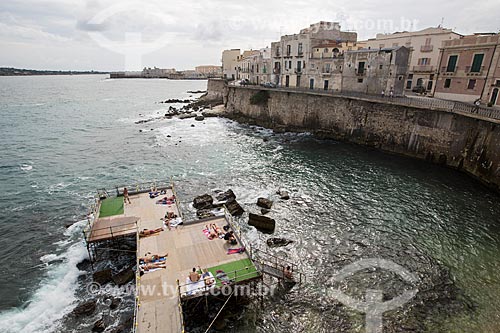  Ionian sea - Deck used by bathers  - Syracuse - Syracuse province - Italy