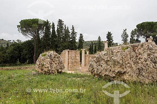  Entrance of Villa Romana del Casale - old palace building IV century  - Piazza Armerina city - Enna province - Italy