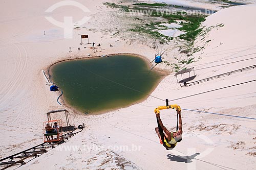  Aerobunda - to slide the dune by zipline down to the lake - dunes of Canoa Quebrada Beach  - Aracati city - Ceara state (CE) - Brazil