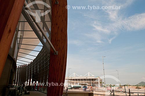  Construction site near to Carioca Arena 1 with the Olympic Water Sports Centre in the background  - Rio de Janeiro city - Rio de Janeiro state (RJ) - Brazil