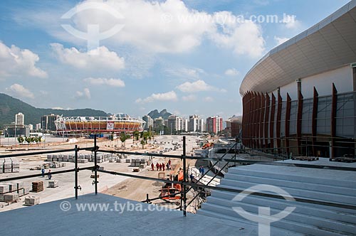  Construction site near to Carioca Arena 1 with the Olympic Center of Tennis in the background  - Rio de Janeiro city - Rio de Janeiro state (RJ) - Brazil