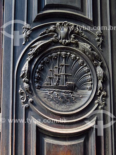  Detail of door with wood carving  - Rio de Janeiro city - Rio de Janeiro state (RJ) - Brazil