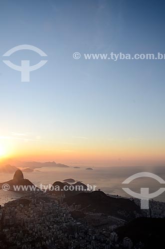  View of the dawn from Christ the Redeemer (1931) with the Sugar Loaf in the background  - Rio de Janeiro city - Rio de Janeiro state (RJ) - Brazil