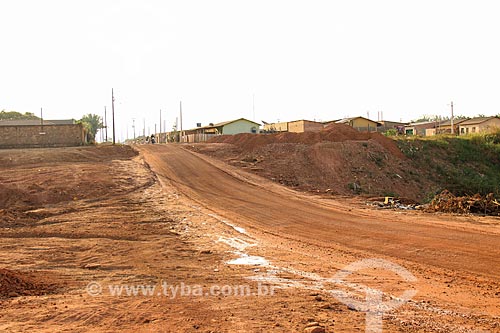  Construction site during the sanitation building and street paving of the Acai Street  - Porto Velho city - Rondonia state (RO) - Brazil