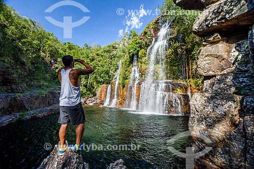  Tourists - Almecegas I Waterfall - Chapada dos Veadeiros National Park  - Alto Paraiso de Goias city - Goias state (GO) - Brazil