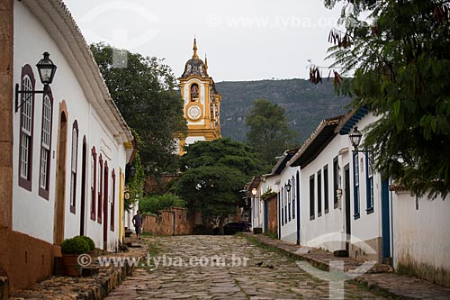  Detail of Matriz Church of Santo Antonio (1710) view from the Geraldo Resende Street  - Tiradentes city - Minas Gerais state (MG) - Brazil