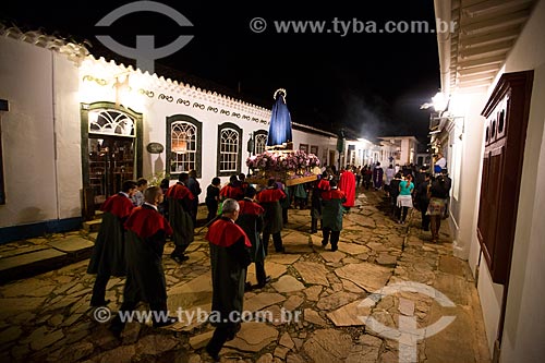  Procession of the meeting between the images of Jesus Christ and Our Lady - during the Bom Jesus dos Passos celebrations - Direita Street  - Tiradentes city - Minas Gerais state (MG) - Brazil