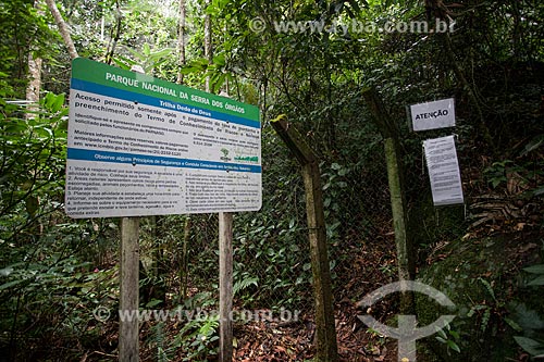  Plaque - trail of the Serra dos Orgaos National Park  - Teresopolis city - Rio de Janeiro state (RJ) - Brazil