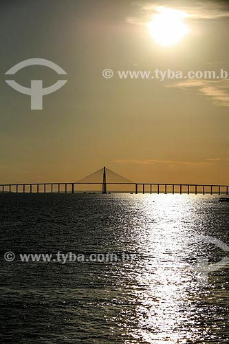  Sunset - Negro River with the Negro River Bridge in the background  - Manaus city - Amazonas state (AM) - Brazil