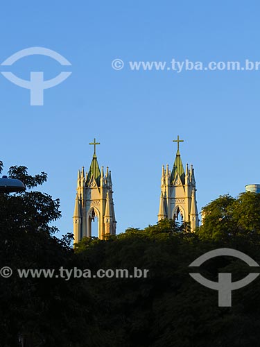  Detail of towers of the Sao Pedro Church (1919) during dawn  - Porto Alegre city - Rio Grande do Sul state (RS) - Brazil