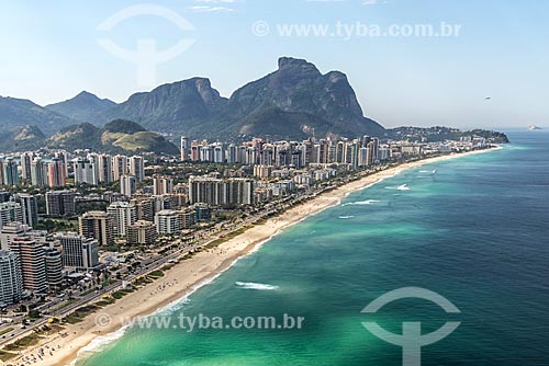  Aerial photo of the Barra da Tijuca Beach with Rock of Gavea in the background  - Rio de Janeiro city - Rio de Janeiro state (RJ) - Brazil