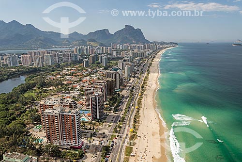  Aerial photo of the Barra da Tijuca Beach with Rock of Gavea in the background  - Rio de Janeiro city - Rio de Janeiro state (RJ) - Brazil