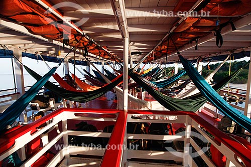  Hammocks - deck of chalana - regional boat - Negro River  - Manaus city - Amazonas state (AM) - Brazil