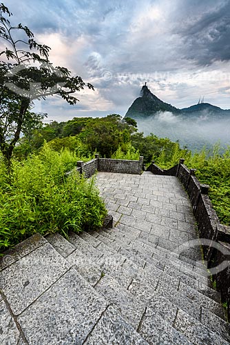  View of the dawn Christ the Redeemer (1931) from Mirante Dona Marta  - Rio de Janeiro city - Rio de Janeiro state (RJ) - Brazil