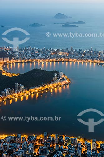  View of Rodrigo de Freitas Lagoon from mirante of the Christ the Redeemer with the Natural Monument of Cagarras Island in the background  - Rio de Janeiro city - Rio de Janeiro state (RJ) - Brazil