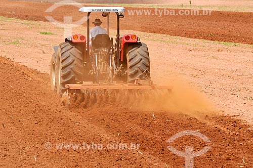  tractor plowing the soil  - Mirassol city - Sao Paulo state (SP) - Brazil