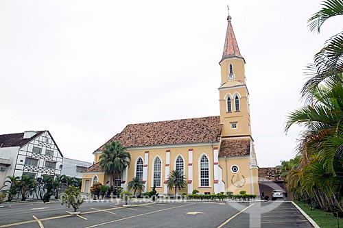  Side facade of the Peace Church (1885) - Evangelical Community of Lutheran Confession  - Pomerode city - Santa Catarina state (SC) - Brazil