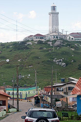  View of the Saint Martha Lighthouse from the Saint Martha Lighthouse village  - Laguna city - Santa Catarina state (SC) - Brazil