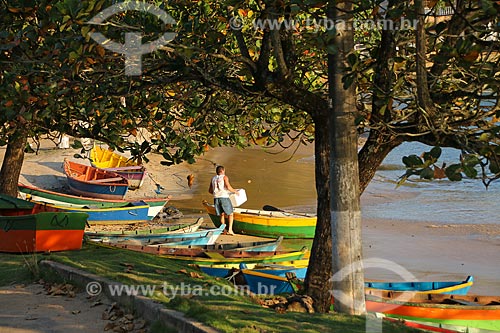  Berthed canoes - Meaipe Beach  - Guarapari city - Espirito Santo state (ES) - Brazil