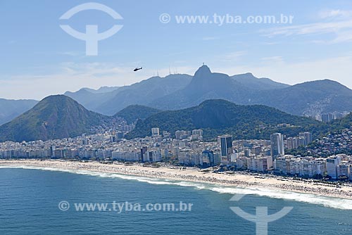  Aerial photo of the Copacabana Beach waterfront with the Christ the Redeemer in the background  - Rio de Janeiro city - Rio de Janeiro state (RJ) - Brazil
