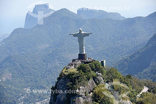  Aerial photo of the Christ the Redeemer with the Rock of Gavea in the background  - Rio de Janeiro city - Rio de Janeiro state (RJ) - Brazil