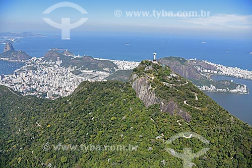  Aerial photo of the Christ the Redeemer with the Sugarloaf in the background  - Rio de Janeiro city - Rio de Janeiro state (RJ) - Brazil
