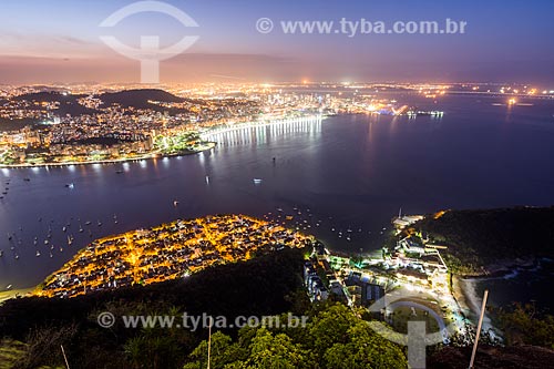  View of Urca neighborhood with the Flamengo Landfill in the background from Sugarloaf during the nightfall  - Rio de Janeiro city - Rio de Janeiro state (RJ) - Brazil