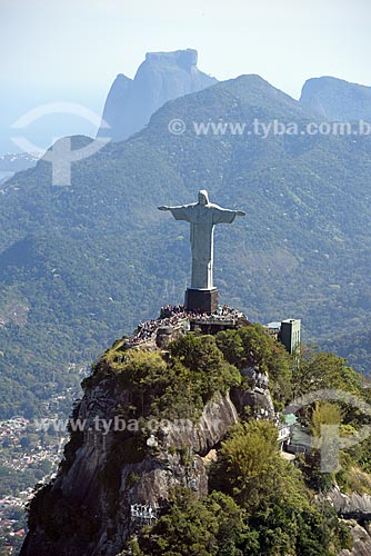 Aerial photo of the Christ the Redeemer with the Rock of Gavea in the background  - Rio de Janeiro city - Rio de Janeiro state (RJ) - Brazil