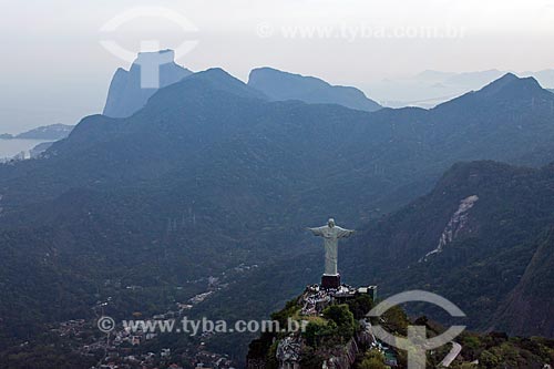  Aerial photo of the Christ the Redeemer with the Rock of Gavea in the background  - Rio de Janeiro city - Rio de Janeiro state (RJ) - Brazil