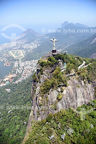  Aerial photo of the Christ the Redeemer with the Rock of Gavea in the background  - Rio de Janeiro city - Rio de Janeiro state (RJ) - Brazil