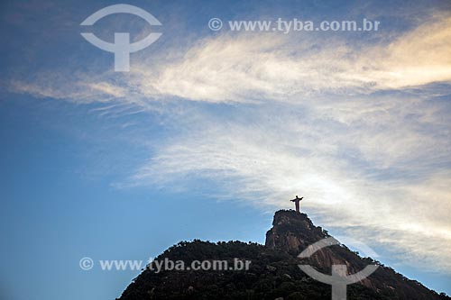  View of Christ the Redeemer from Cosme Velho neighborhood during the sunset  - Rio de Janeiro city - Rio de Janeiro state (RJ) - Brazil