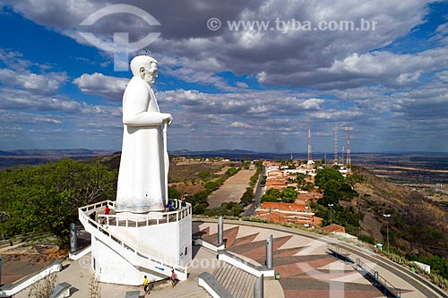  Picture taken with drone of the statue of Padre Cicero (1969) - Horto Hill  - Juazeiro do Norte city - Ceara state (CE) - Brazil