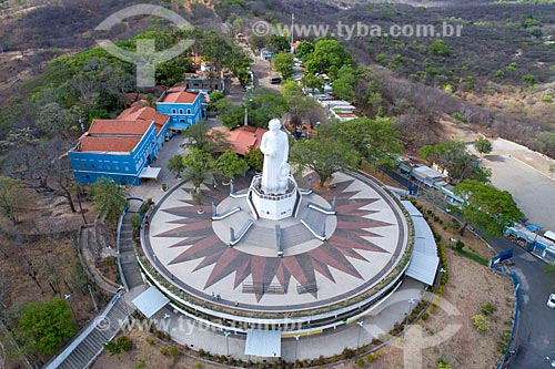  Picture taken with drone of the statue of Padre Cicero (1969) - Horto Hill  - Juazeiro do Norte city - Ceara state (CE) - Brazil