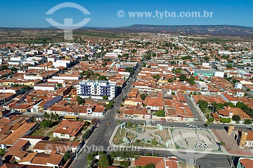  Picture taken with drone of the Brejo Santo city with the Araripe Plateau in the background  - Brejo Santo city - Ceara state (CE) - Brazil