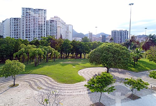  Picture taken with drone of parking of the Assador Rios restaurant - old Porcao Rios restaurant  - Rio de Janeiro city - Rio de Janeiro state (RJ) - Brazil