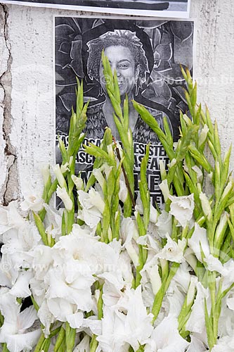  Tributes to remember 1 month for the murder of Vereadora Marielle Franco - John Paul I Street - where she got shot dead on March 14, 2018  - Rio de Janeiro city - Rio de Janeiro state (RJ) - Brazil