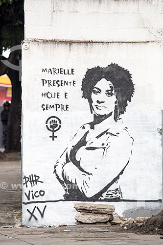  Tributes to remember 1 month for the murder of councilwoman Marielle Franco - John Paul I Street - where she got shot dead on March 14, 2018  - Rio de Janeiro city - Rio de Janeiro state (RJ) - Brazil