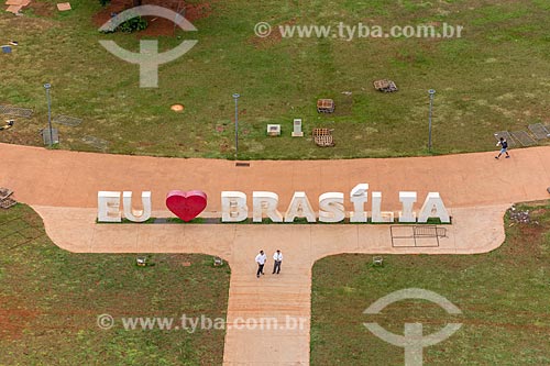  View of placard that says: I love Brasilia - Burle Marx Garden from Television tower of Brasilia  - Brasilia city - Distrito Federal (Federal District) (DF) - Brazil