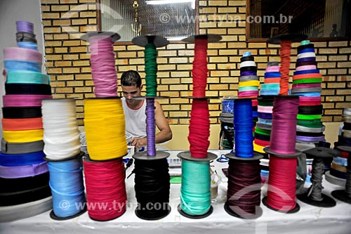  Man sewing - textile industry  - Serrolandia city - Bahia state (BA) - Brazil